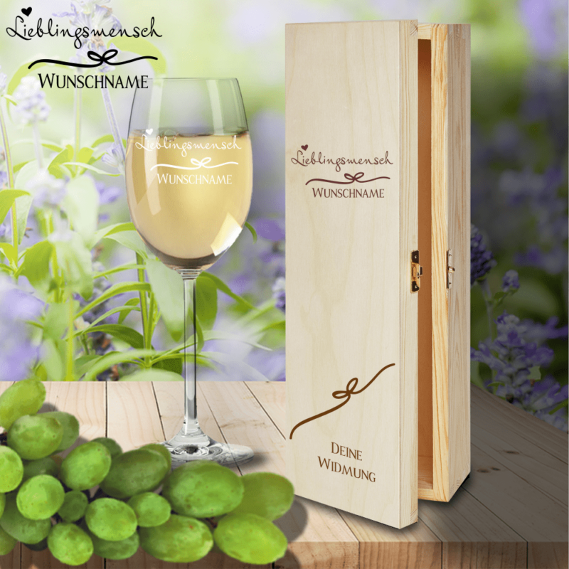 Bild von   geschenk box und weissweinglaspng | 🌟 Gravur nach Wunsch 🪄