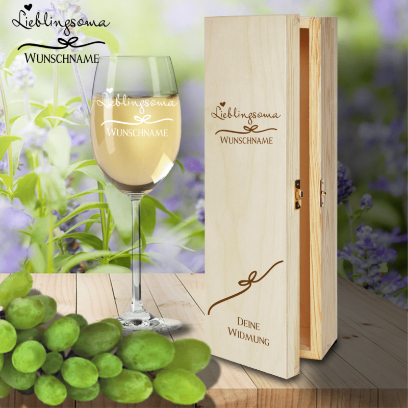 Bild von   geschenk box und weissweinglaspng | 🌟 Gravur nach Wunsch 🪄