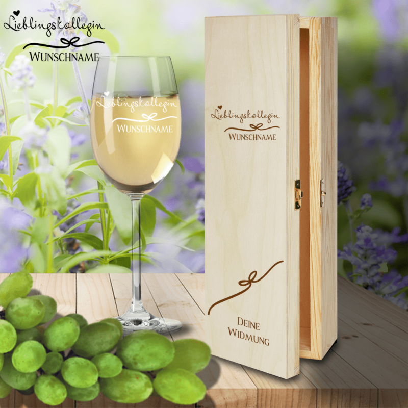 Bild von   geschenk box und weissweinglaspng | 🌟 Gravur nach Wunsch 🪄