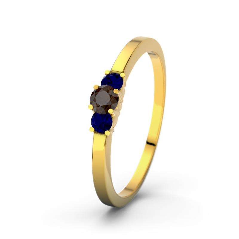 Bild von   blauer saphir gelbgoldring shajpg | 🌟 Gravur nach Wunsch 🪄