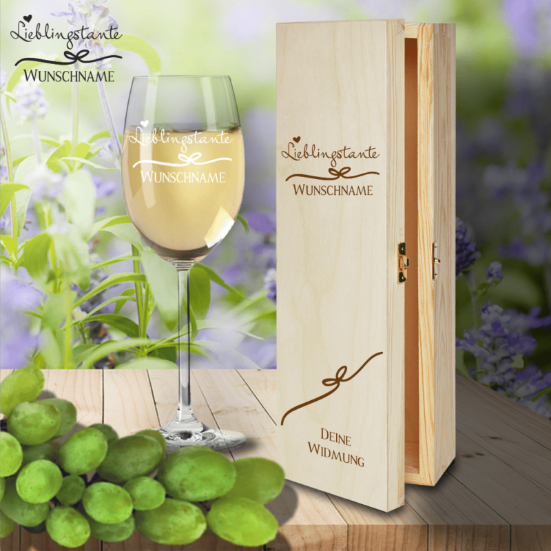 Bild von   geschenk box und weissweinglaspng | 🌟 Gravur nach Wunsch 🪄