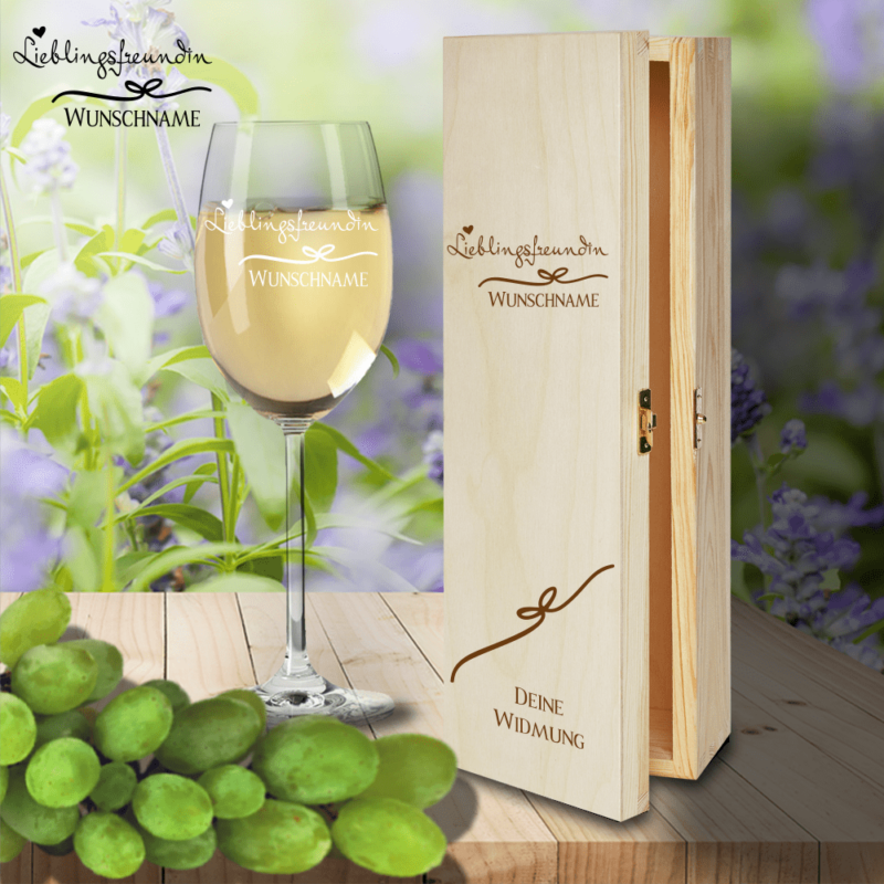 Bild von   geschenk box und weissweinglaspng | 🌟 Gravur nach Wunsch 🪄