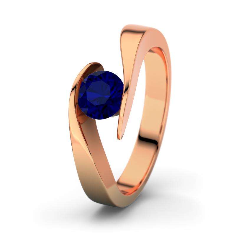 Bild von   blauer saphir rotgoldring summjpg | 🌟 Gravur nach Wunsch 🪄