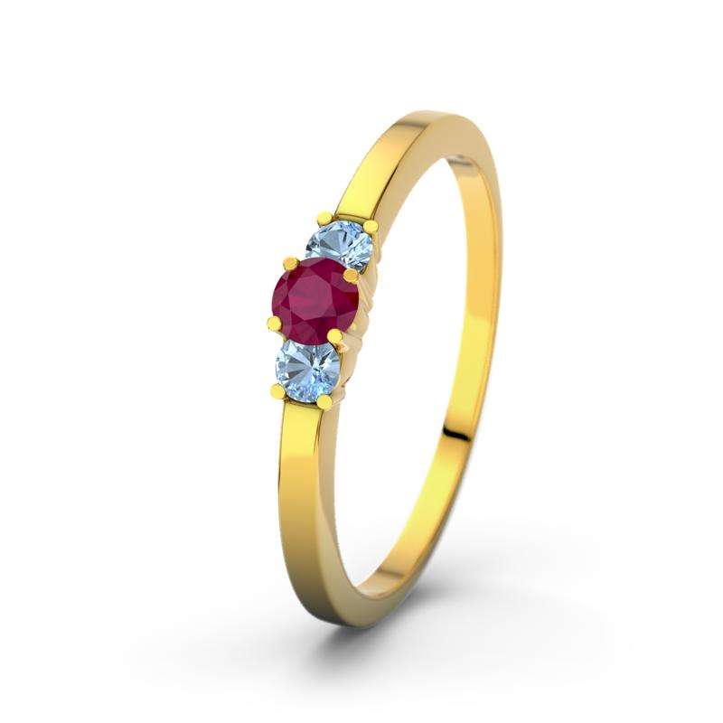 Bild von   blauer topas gelbgoldring shanjpg | 🌟 Gravur nach Wunsch 🪄