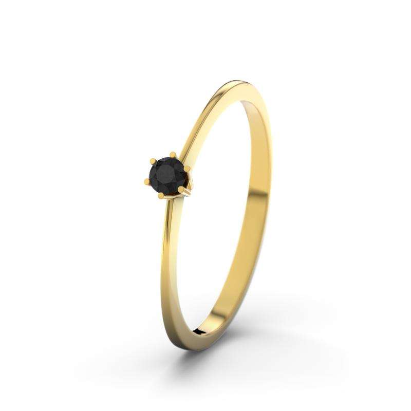 Bild von   diamant schwarz gelbgoldring cjpg | 🌟 Gravur nach Wunsch 🪄