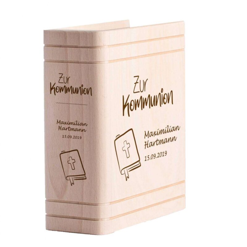Personalisiertes Sparbuch mit Gravur zur Kommunion - Gesangbuch