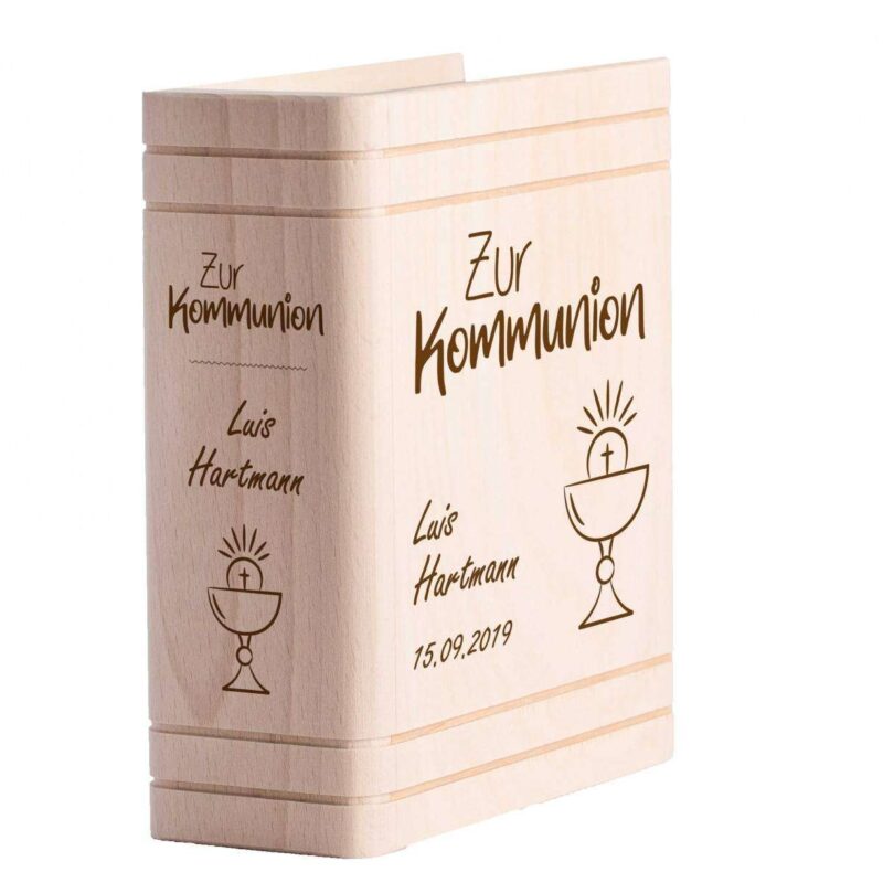 Personalisiertes Sparbuch mit Gravur zur Kommunion - Kelch