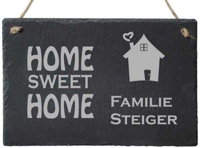 Bild von Türschild Schiefer mit Deinem Familiennamen HOME SWEET HOME | 🔮 Gravur nach Wunsch 🌟