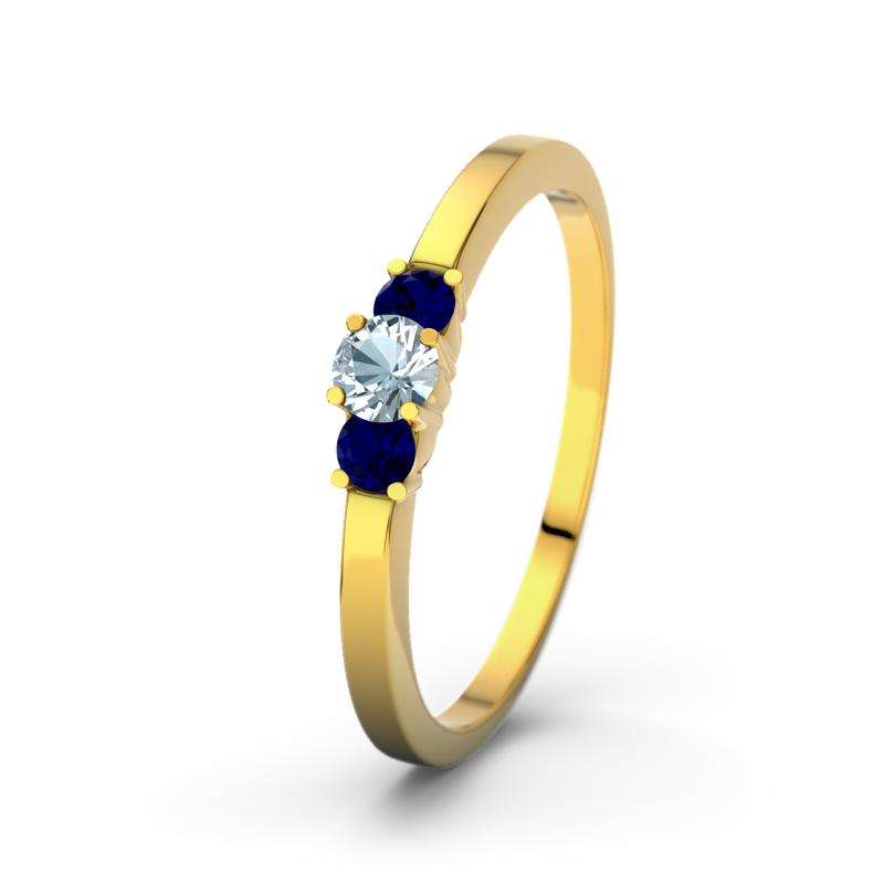 Aquamarin Gelbgoldring Shannon - (Gelbgold 585) Ring mit gratis Ringgravur