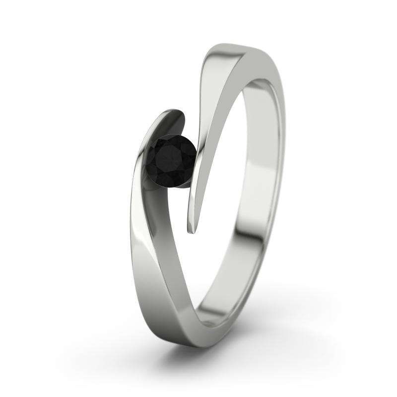 Bild von   diamant schwarz weissgoldringjpg | 🌟 Gravur nach Wunsch 🪄