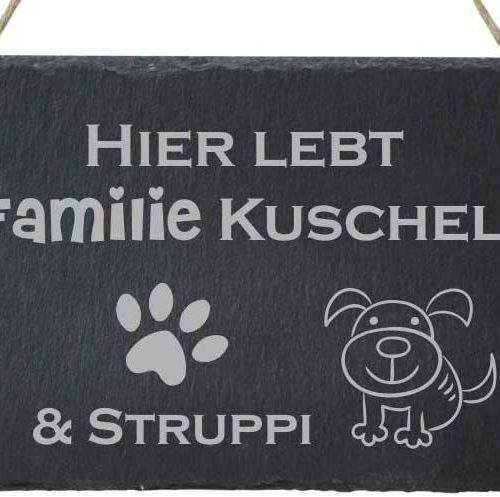Bild von Türschild mit Deinem Wunschnamen Familie Hund | 🔮 Gravur nach Wunsch 🌟