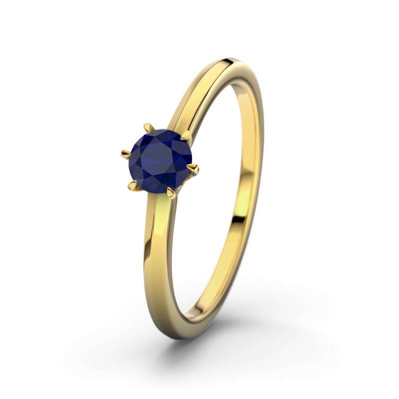 Bild von   blauer saphir gelbgoldring sanjpg | 🌟 Gravur nach Wunsch 🪄