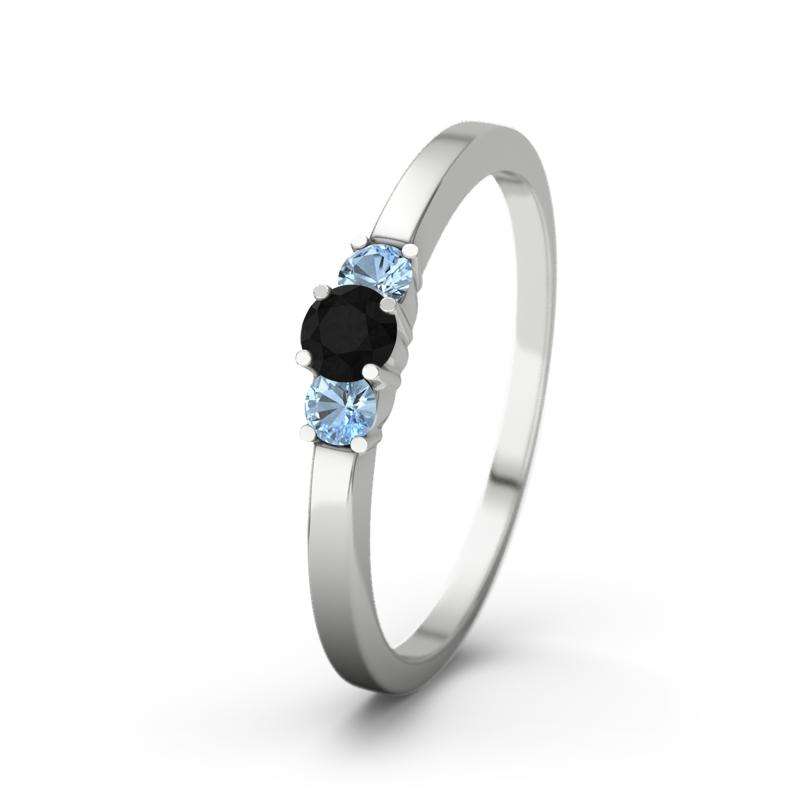 Bild von   diamant schwarz weissgoldringjpg | 🌟 Gravur nach Wunsch 🪄