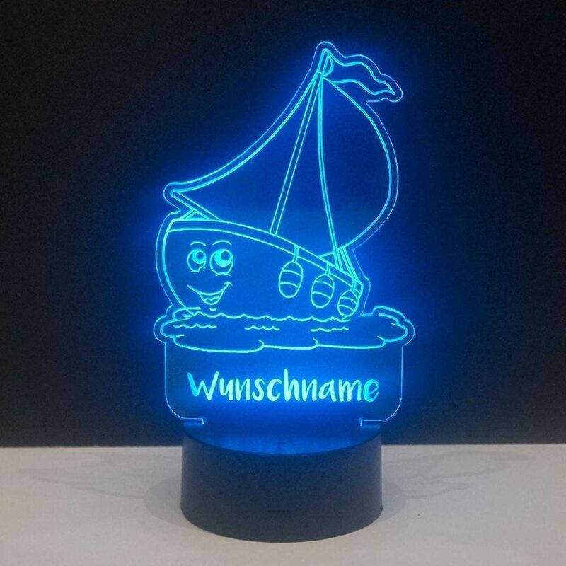 Bild von LED Licht Schiff mit Wunschnamen | 🔮 Gravur nach Wunsch 🌟