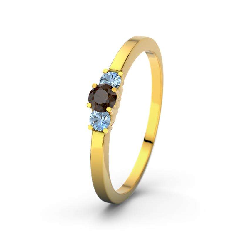 Bild von   blauer topas gelbgoldring shanjpg | 🌟 Gravur nach Wunsch 🪄