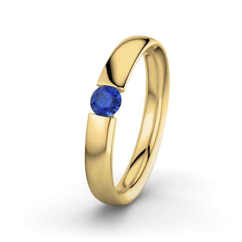 Bild von   blauer saphir gelbgoldring isojpg | 🌟 Gravur nach Wunsch 🪄