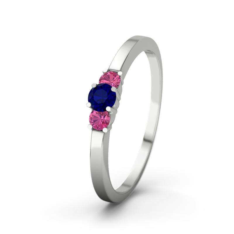 Bild von   blauer saphir weissgoldring shjpg | 🌟 Gravur nach Wunsch 🪄