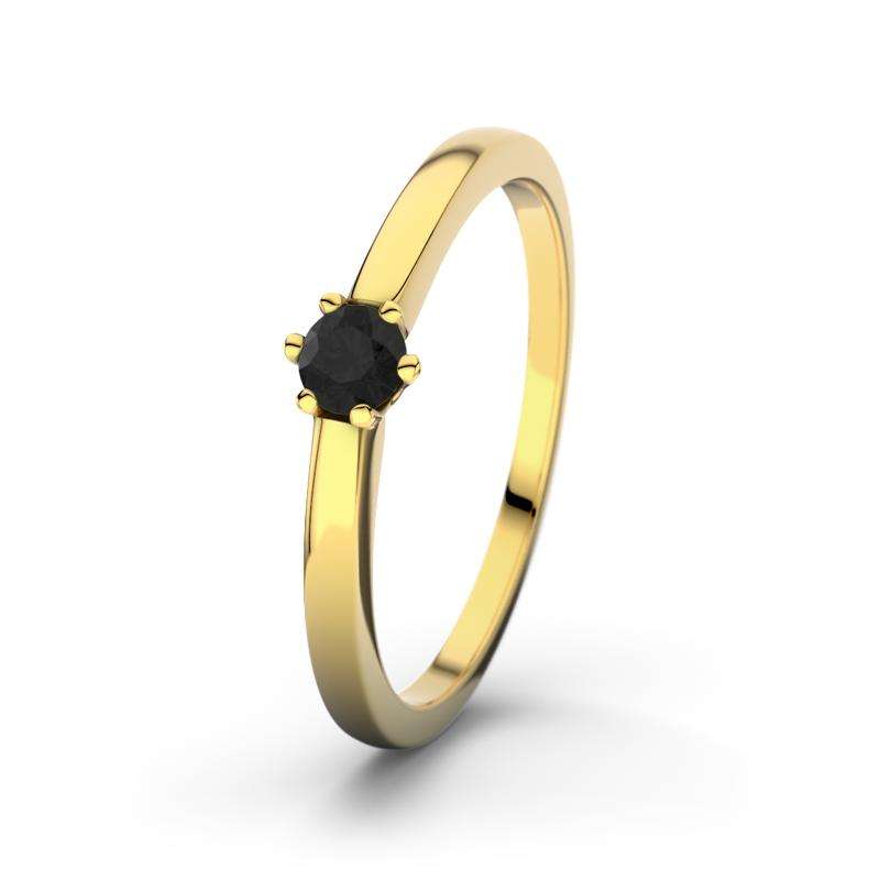Bild von   diamant schwarz gelbgoldring sjpg | 🌟 Gravur nach Wunsch 🪄