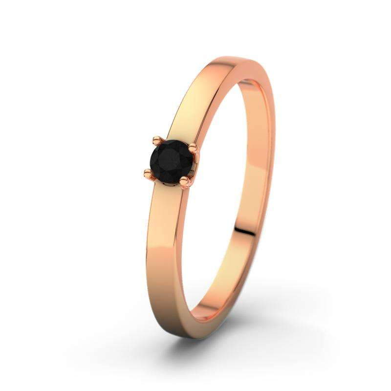 Bild von   diamant schwarz rotgoldring yajpg | 🌟 Gravur nach Wunsch 🪄