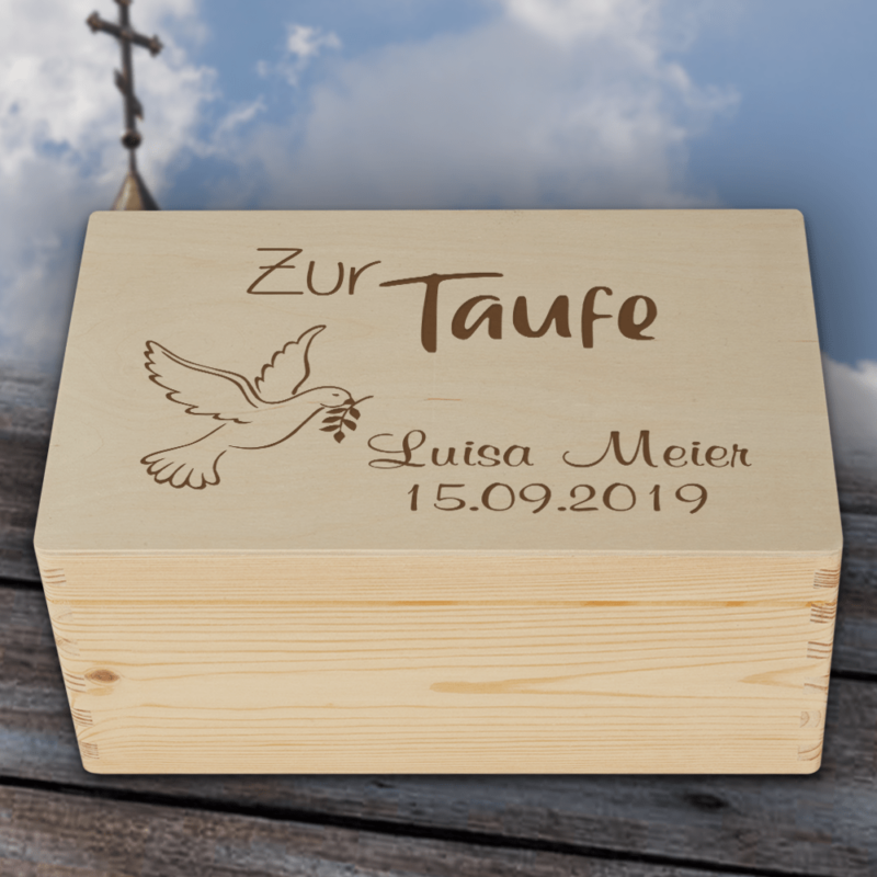 Bild von   erinnerungskiste taufe taube mpng | 🌟 Gravur nach Wunsch 🪄