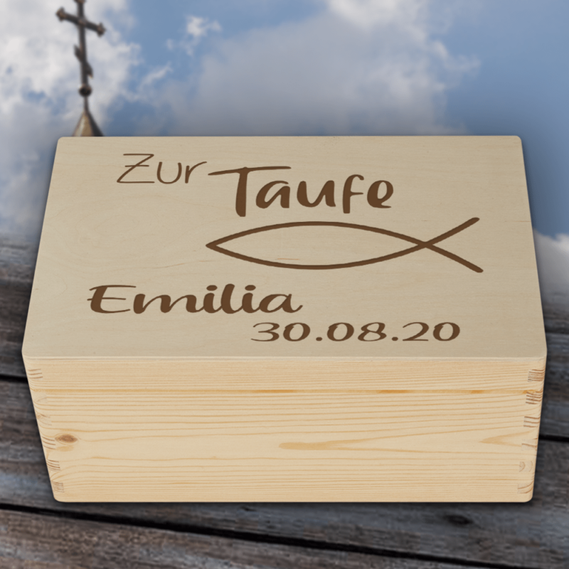 Bild von   erinnerungskiste zur taufe fispng | 🌟 Gravur nach Wunsch 🪄