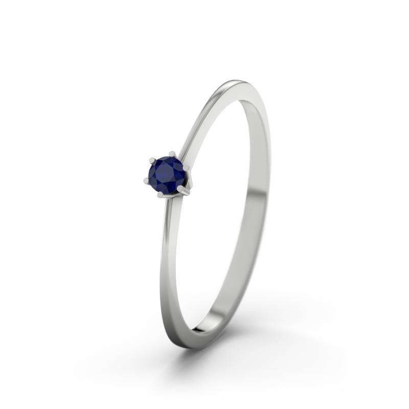 Bild von   blauer saphir weissgoldring cujpg | 🌟 Gravur nach Wunsch 🪄