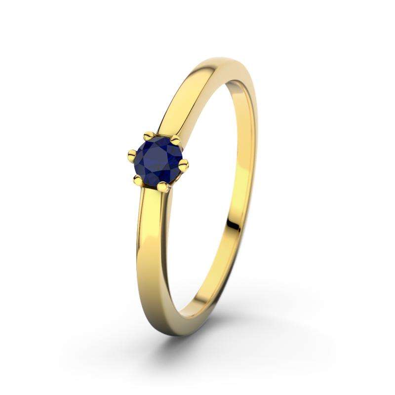 Bild von   blauer saphir gelbgoldring seojpg | 🌟 Gravur nach Wunsch 🪄