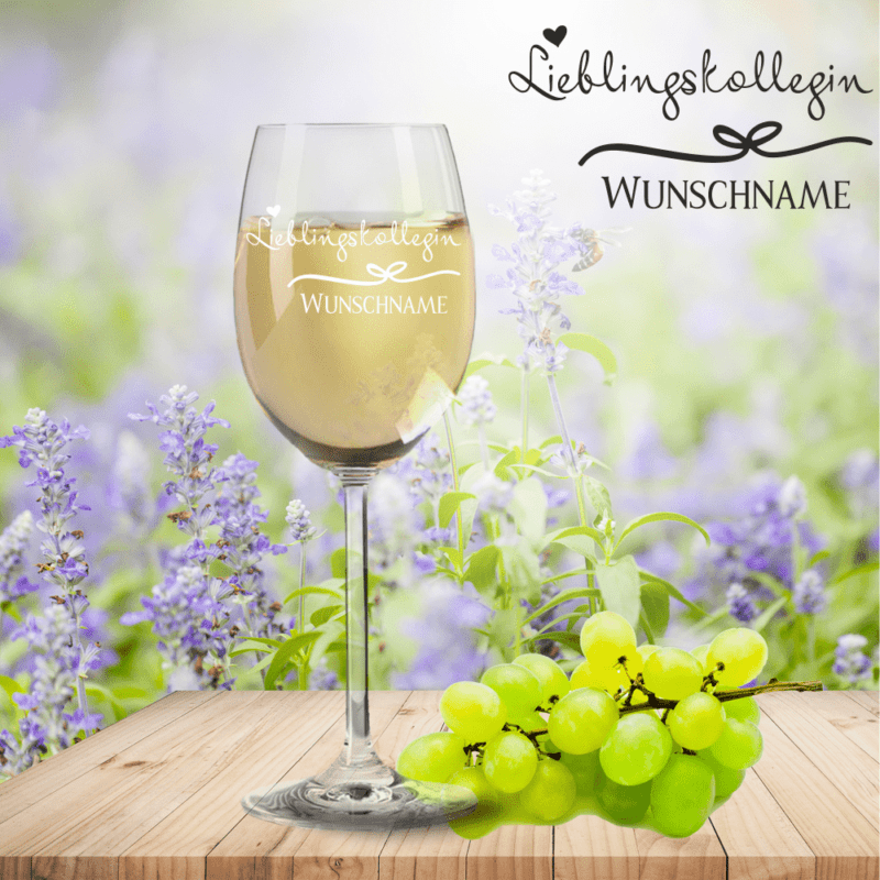 Bild von Weißweinglas von Leonardo Lieblingskollegin mit Namensgravur | 🔮 Gravur nach Wunsch 🌟