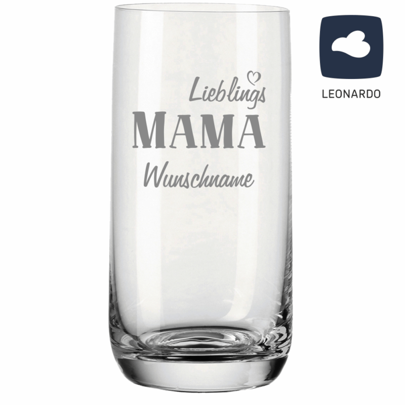 Bild von Trinkglas von Leonardo mit Gravur Lieblings Mama | 🔮 Gravur nach Wunsch 🌟