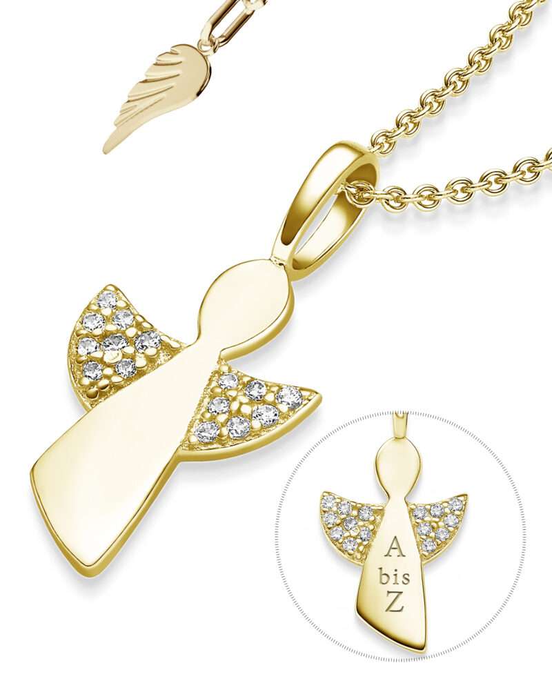 Bild von   schutzengel kette gold silberjpg | 🌟 Gravur nach Wunsch 🪄