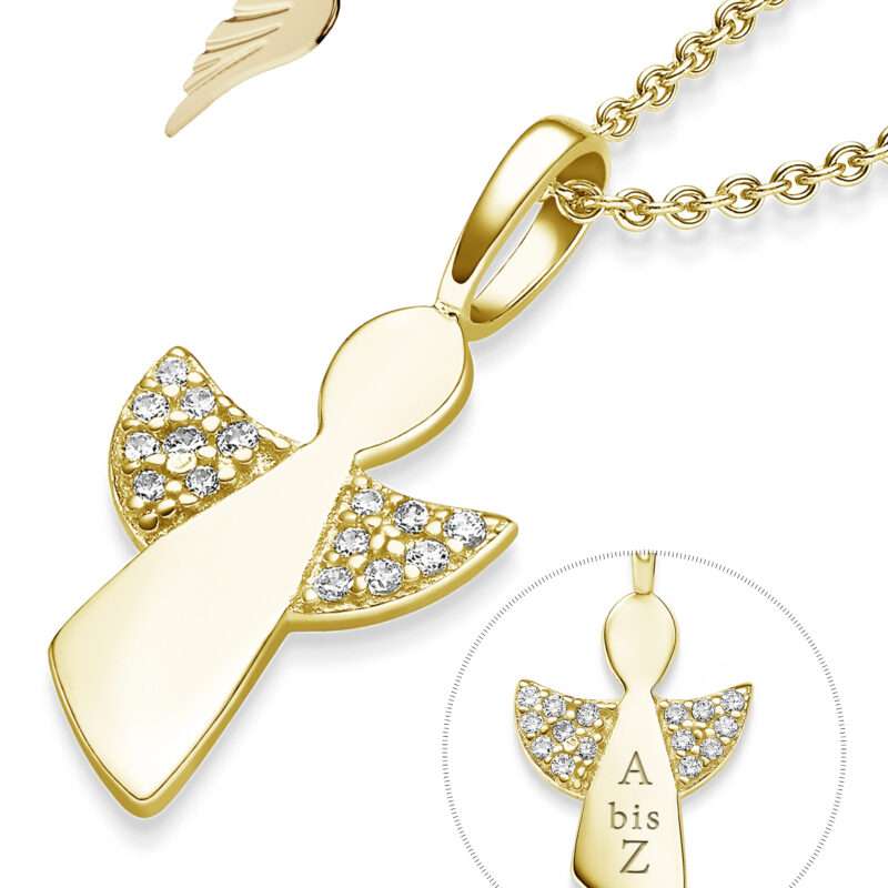 Bild von   schutzengel kette gold silberjpg | 🌟 Gravur nach Wunsch 🪄