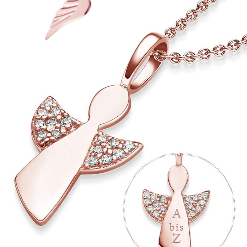 Bild von   schutzengel kette rosegold sijpg | 🌟 Gravur nach Wunsch 🪄