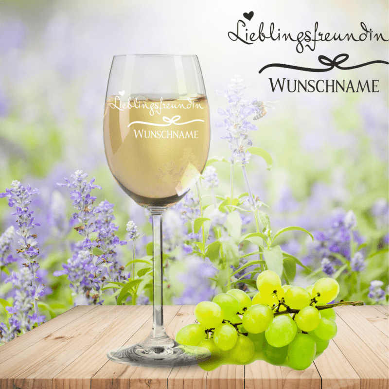 Bild von Weißweinglas von Leonardo Lieblingsfreundin mit Namensgravur | 🔮 Gravur nach Wunsch 🌟
