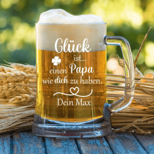 personalisierter Bierkrug Glück ist einen Papa