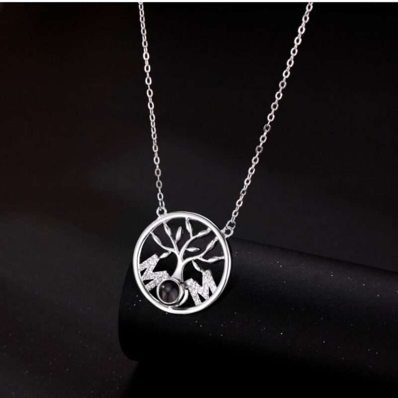 Personalisierte Foto Projektion Kette - Mama Halskette Baum des Lebens