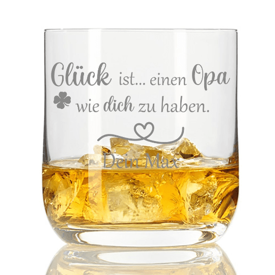 Bild von Whiskyglas mit Gravur Glück ist einen Opa wie dich zu haben mit | 🔮 Gravur nach Wunsch 🌟