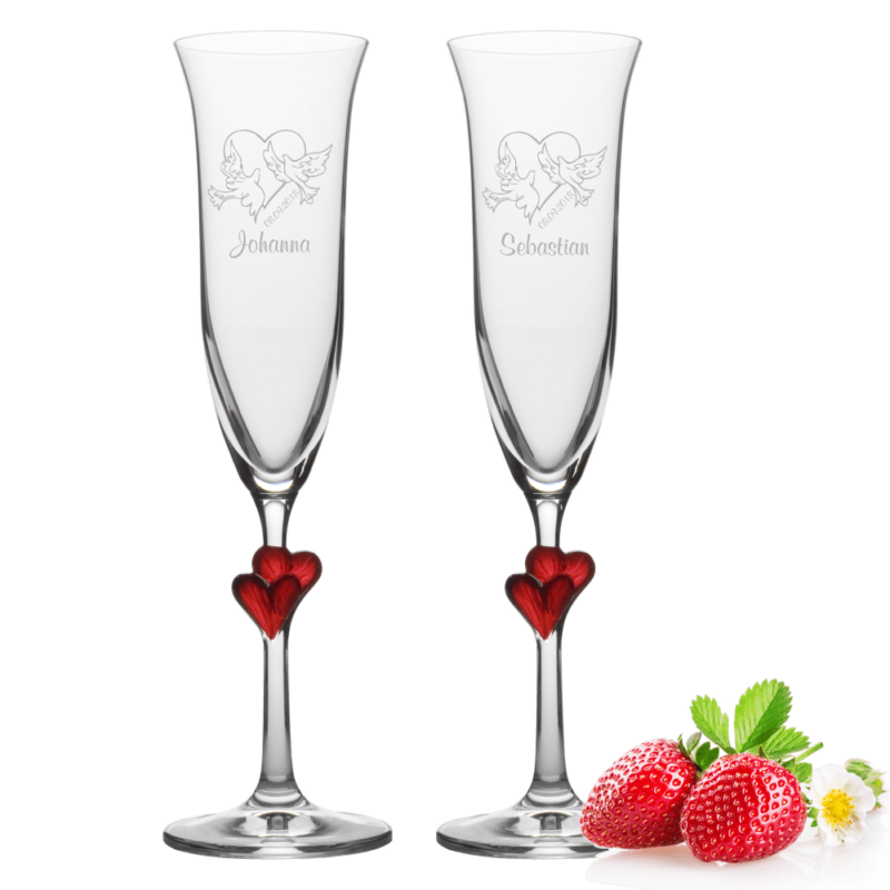 Bild von   sektglaeser set herzen rot motpng | 🌟 Gravur nach Wunsch 🪄