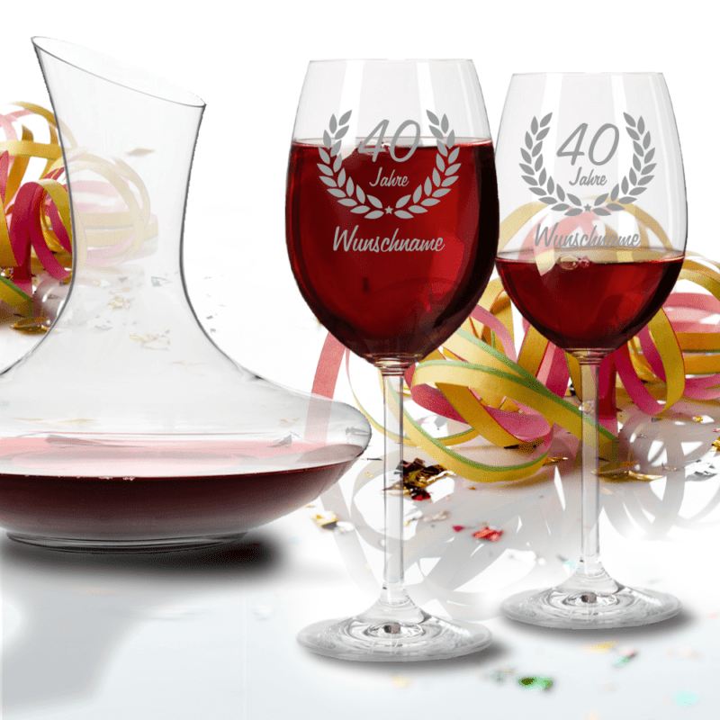 Bild von Personalisiertes Geschenk Set Leonardo Rotwein mit Dekanter zum | 🔮 Gravur nach Wunsch 🌟