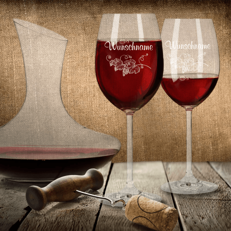 Bild von Personalisiertes Leonardo Geschenk Set Rotwein mit Weinkaraffe | 🔮 Gravur nach Wunsch 🌟