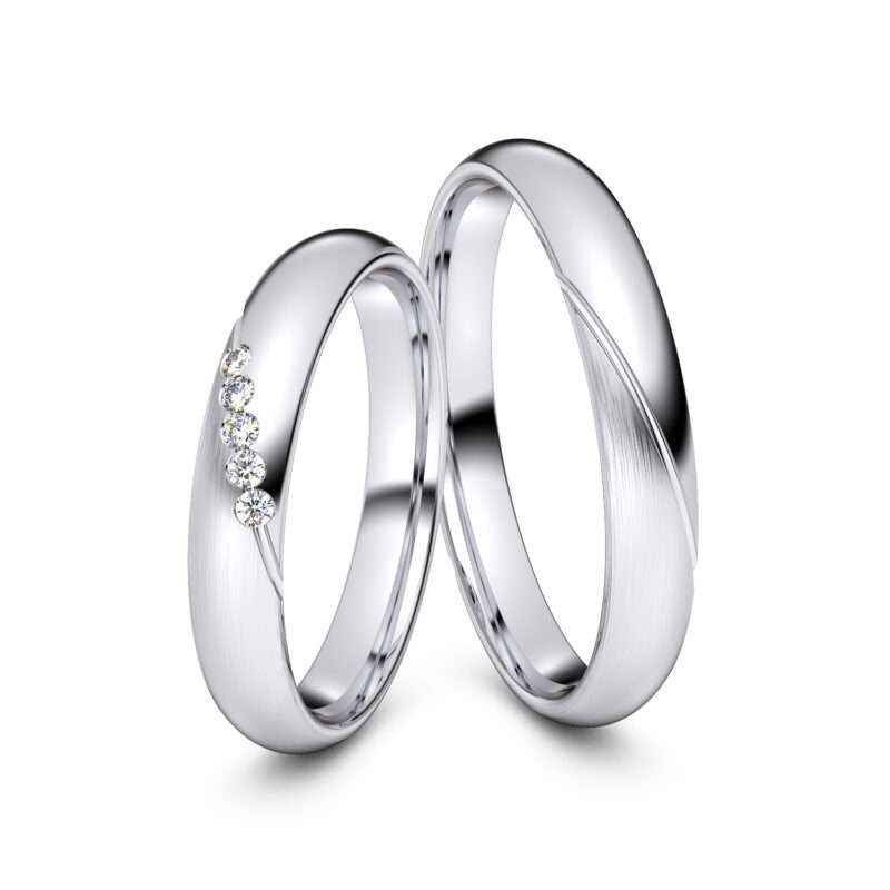 Modell TR053 Schräge Fuge 333er Weißgold - 50088