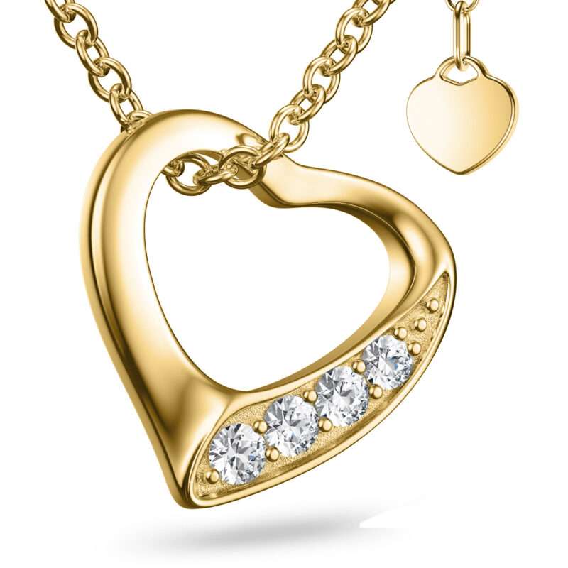 Bild von   herzkette gold vergoldet herzajpg | 🌟 Gravur nach Wunsch 🪄