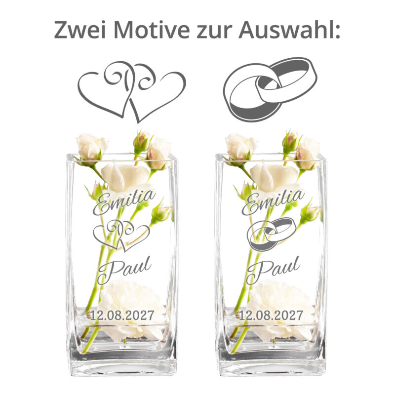 Bild von   blumenvase aus glas zur hochzejpg | 🌟 Gravur nach Wunsch 🪄