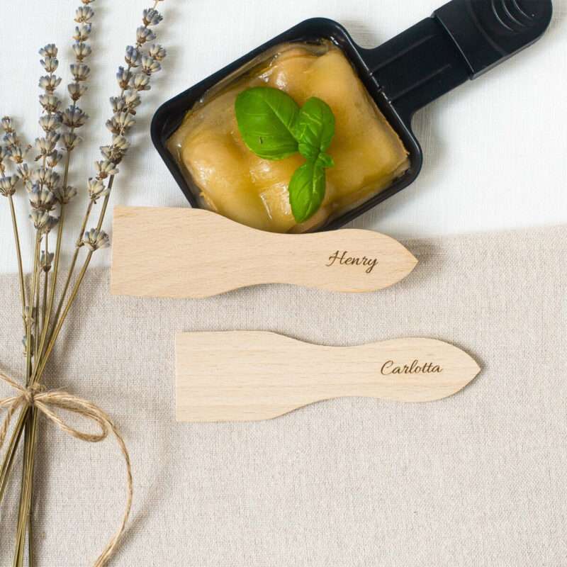 Raclette Schaber Buchenholz mit individueller Gravur