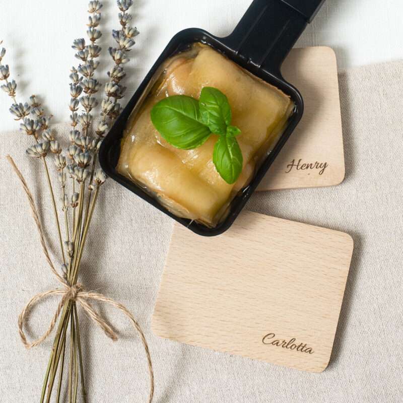 Raclette Untersetzer Buche mit individueller Gravur