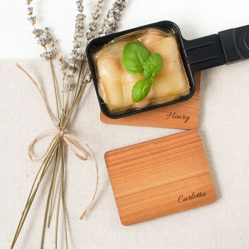 Raclette Untersetzer Kirsche mit individueller Gravur