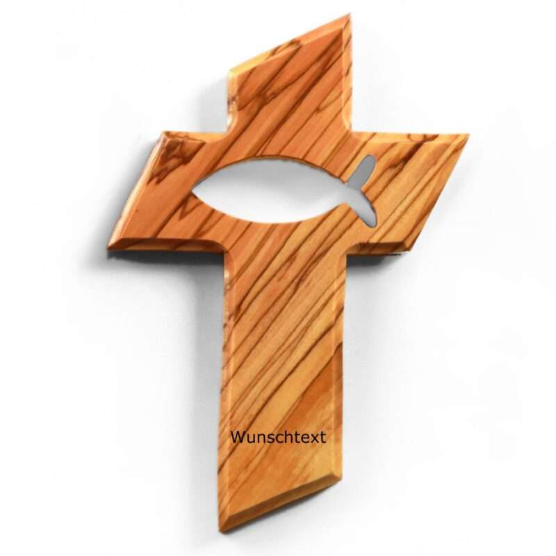 Bild von   personalisiertes kreuz mit fisjpg | 🌟 Gravur nach Wunsch 🪄