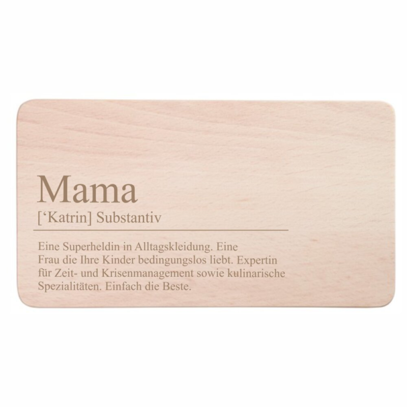 Bild von Frühstücksbrett Holz Definition Mama mit Wunschname | 🔮 Gravur nach Wunsch 🌟