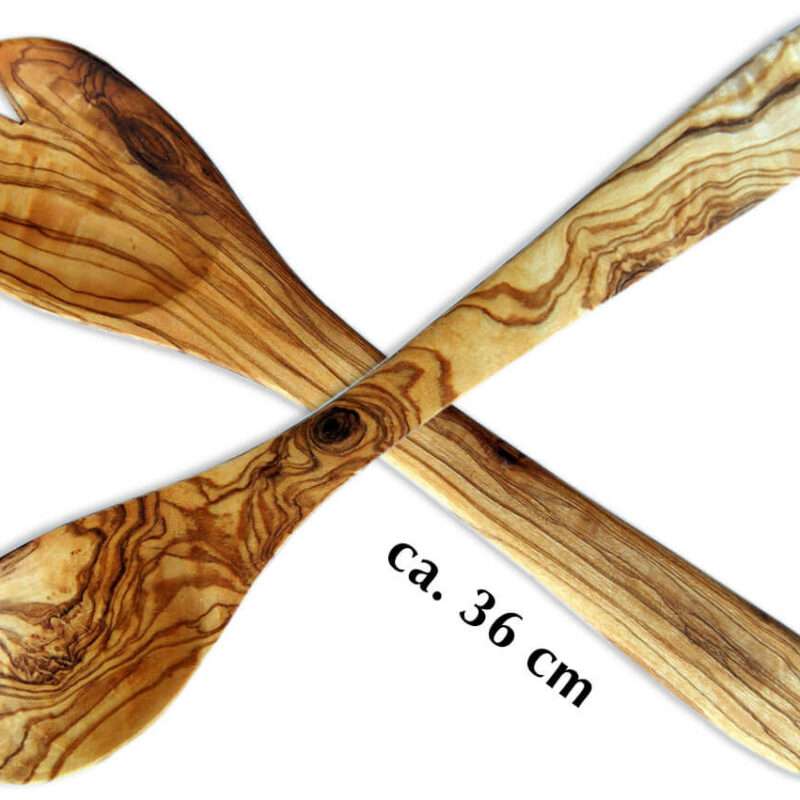 Salatbesteck aus Olivenholz - Groß (36 cm)