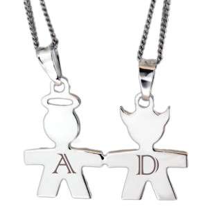 Partneranhänger Engel und Teufel aus 925er Sterlingsilber mit individueller Gravur