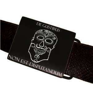 BIKER Gürtelschnalle rechteckig aus geschwärztem mattiertem Edelstahl mit individueller Gravur